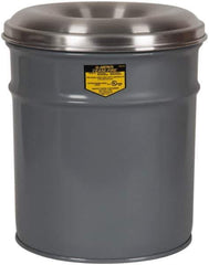 Justrite - 6 Gallon Fire Resistant Steel Drum - 11-3/4 Inch Outside Diameter, 15-3/4 Inch High, UL Standards - Top Tool & Supply