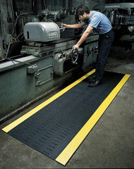 Wearwell - 30' Long x 2' Wide, Dry/Wet Environment, Anti-Fatigue Matting - Black with Yellow Borders, Vinyl with Vinyl Base, Beveled on 4 Sides - Top Tool & Supply