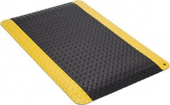 Wearwell - 3' Long x 2' Wide, Dry Environment, Anti-Fatigue Matting - Black with Yellow Borders, Vinyl with Nitrile Blend Base, Beveled on 4 Sides - Top Tool & Supply