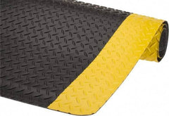 Wearwell - 5' Long x 3' Wide, Dry Environment, Anti-Fatigue Matting - Black with Yellow Borders, Vinyl with Nitrile Blend Base, Beveled on 4 Sides - Top Tool & Supply