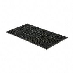 Wearwell - 5' Long x 3' Wide, Dry/Wet Environment, Anti-Fatigue Matting - Black, Natural Rubber with Rubber Base, Beveled on 4 Sides - Top Tool & Supply