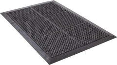 Wearwell - 3' Long x 2' Wide, Dry Environment, Anti-Fatigue Matting - Black, Natural Rubber with Rubber Base, Beveled on 4 Sides - Top Tool & Supply