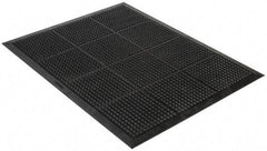 Wearwell - 4' Long x 3' Wide, Dry Environment, Anti-Fatigue Matting - Black, Natural Rubber with Rubber Base, Beveled on 4 Sides - Top Tool & Supply