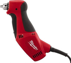 Milwaukee Tool - 3/8" Keyed Chuck, 1,300 RPM, Angled Handle Electric Drill - 3.5 Amps, 120 Volts, Reversible, Includes Chuck Key with Holder - Top Tool & Supply