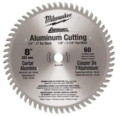 Milwaukee Tool - 8" Diam, 5/8" Arbor Hole Diam, 60 Tooth Wet & Dry Cut Saw Blade - Carbide-Tipped, Burr-Free & Smooth Action, Standard Round Arbor - Top Tool & Supply