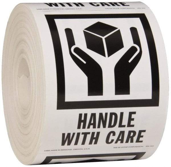 Made in USA - Handle With Care Shipping Label - 3" High x 4" Wide - Top Tool & Supply