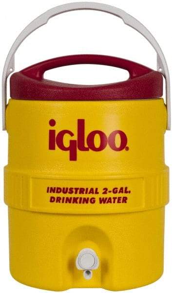 Igloo - 2 Gal Beverage Cooler - Plastic, Yellow/Red - Top Tool & Supply