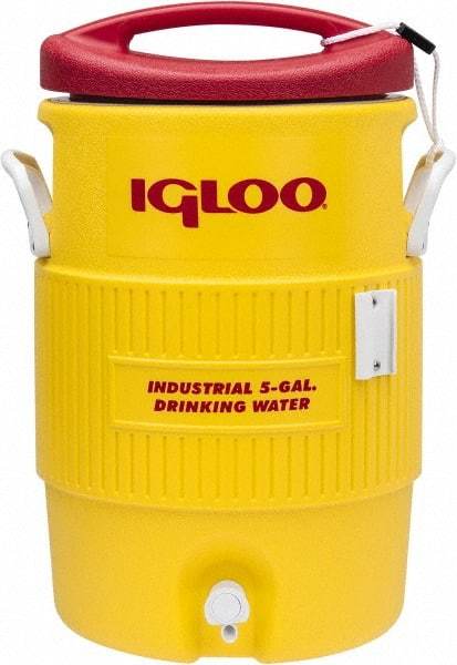 Igloo - 5 Gal Beverage Cooler - Plastic, Yellow/Red - Top Tool & Supply