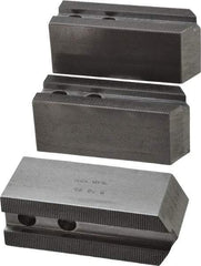 H & R Manufacturing - 1.5mm x 60° Serrated Attachment, Square Soft Lathe Chuck Jaw - 3 Jaws, Steel, 1.181" Btw Mount Hole Ctrs, 5" Long x 1-3/4" Wide x 2" High, 0.63" Groove, 12mm Fastener - Top Tool & Supply