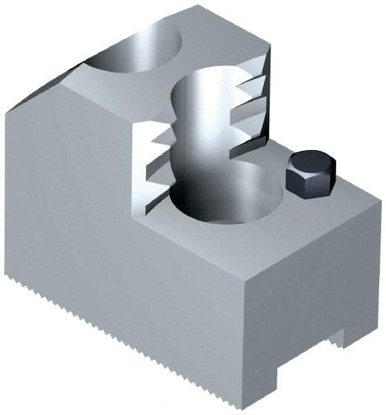 Schunk - 6" Max Chuck Diam Compatibility, Steel 1.5mm x 60° Serrated Hard Lathe Top Jaws - 12mm Groove Width, 30mm Wide x 1-7/8" High - Top Tool & Supply