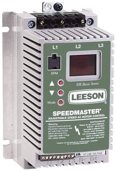 Leeson - Single Phase, 208-240 Volt, 1/2 hp, Frequency Drive, Inverter & Speed Control - 3.64" Wide x 3.26" Deep x 5-3/4" High, Open Chassis - Top Tool & Supply