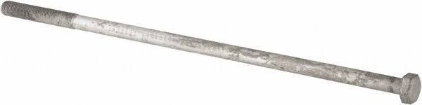 Value Collection - 1-8 Thread, 28" Length Under Head, Steel Hex Head Bolt - Hot Dipped Galvanized Coated, UNC Thread, ASTM A307, Grade 2 - Top Tool & Supply