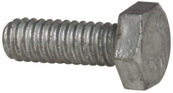 Value Collection - 1/4-20 Thread, 3/4" Length Under Head, Steel Hex Head Bolt - Hot Dipped Galvanized Coated, UNC Thread, ASTM A307, Grade 2 - Top Tool & Supply