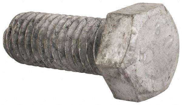 Value Collection - 1/2-13 Thread, 1-1/4" Length Under Head, Steel Hex Head Bolt - Hot Dipped Galvanized Coated, UNC Thread, ASTM A307, Grade 2 - Top Tool & Supply