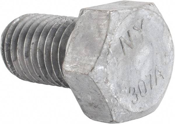 Value Collection - 3/4-10 Thread, 1-1/4" Length Under Head, Steel Hex Head Bolt - Hot Dipped Galvanized Coated, UNC Thread, ASTM A307, Grade 2 - Top Tool & Supply