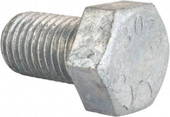 Value Collection - 7/8-9 Thread, 1-1/2" Length Under Head, Steel Hex Head Bolt - Hot Dipped Galvanized Coated, UNC Thread, ASTM A307, Grade 2 - Top Tool & Supply