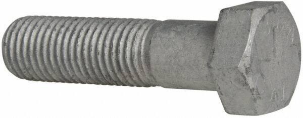 Value Collection - 1-8 Thread, 4" Length Under Head, Steel Hex Head Bolt - Hot Dipped Galvanized Coated, UNC Thread, ASTM A307, Grade 2 - Top Tool & Supply