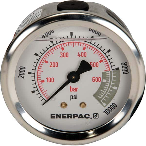 Enerpac - Hydraulic Pressure Gages & Adapters Type: Glycerine Filled Pressure Rating: 10000 - Top Tool & Supply