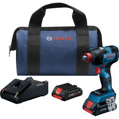 Bosch - 18 Volt, 1/4" Drive, 1,800 In/Lb Torque, Cordless Impact Driver - Pistol Grip Handle, 1100, 2300, 3400 RPM, 2 Lithium-Ion Batteries Included - Top Tool & Supply