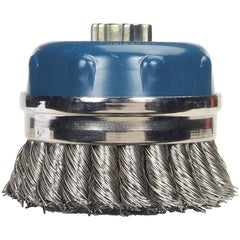 Norton - 4" Diam 5/8-11 Threaded Arbor Stainless Steel Fill Cup Brush - Top Tool & Supply