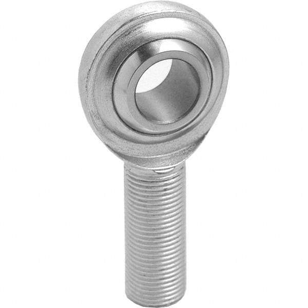 Tritan - 3/8" ID, 5,100 Lb Max Static Cap, Male Spherical Rod End - 3/8-24 RH, 1/2" Shank Diam, 1-1/4" Shank Length, Zinc Plated Carbon Steel with Low Carbon Steel Raceway - Top Tool & Supply