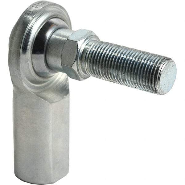 Tritan - 1/4" ID, 2,225 Lb Max Static Cap, Male Spherical Rod End - 1/4-28 RH, 3/8" Shank Diam, 1" Shank Length, Zinc Plated Carbon Steel with Low Carbon Steel Raceway - Top Tool & Supply