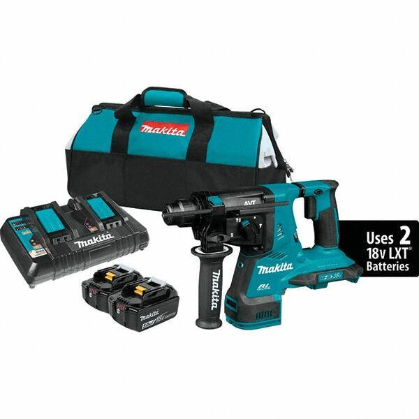 Makita - 36 Volt 1-1/8" SDS Plus Chuck Cordless Rotary Hammer - 5000 BPM, 0 to 980 RPM, Reversible - Top Tool & Supply