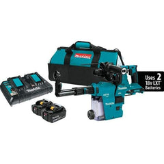 Makita - 36 Volt 1-1/8" SDS Plus Chuck Cordless Rotary Hammer - 5000 BPM, 0 to 980 RPM, Reversible - Top Tool & Supply