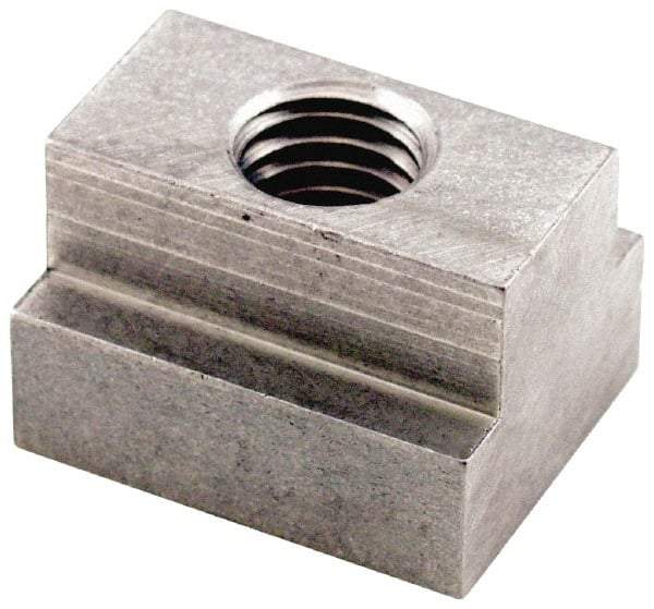 Jergens - 1/2-13 Tapped Through T Slot Nut - 5/8" Slot Width, 1 x 3/8" Base Width x Height, 1-1/4 x 3/4" Overall Length x Height - Top Tool & Supply