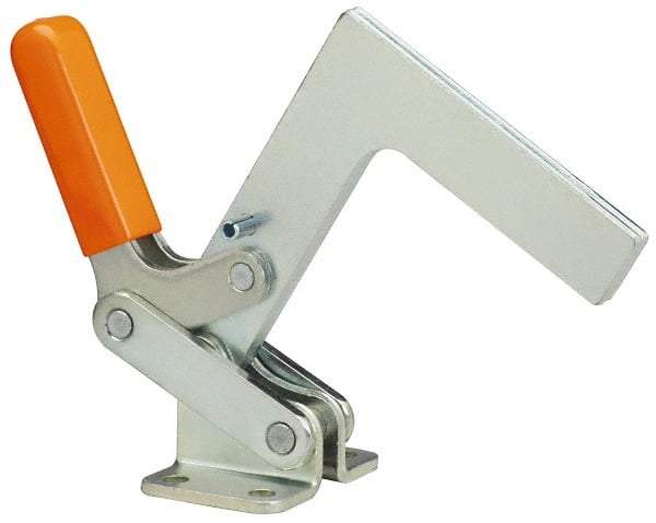 Lapeer - 600 Lb Holding Capacity, Horizontal Handle, Manual Hold Down Toggle Clamp - 175° Handle Movement, 135° Bar Opening, L-Shaped Solid Bar, Flanged Base, Carbon Steel - Top Tool & Supply