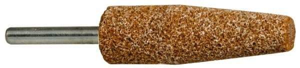 Norton - 3/4" Head Diam x 2-1/2" Thickness, A1, Cone End, Aluminum Oxide Mounted Point - Brown, Very Coarse Grade, 36 Grit, 20,960 RPM - Top Tool & Supply