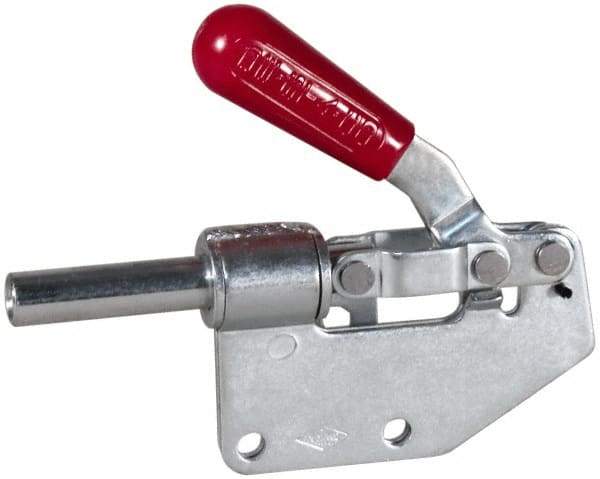 De-Sta-Co - 299 Lb Load Capacity, Straight Base, Carbon Steel, Standard Straight Line Action Clamp - 2 Mounting Holes, 0.27" Mounting Hole Diam, 0.44" Plunger Diam, Straight Handle - Top Tool & Supply