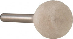 Value Collection - 1" Diam, 1/4" Shank Diam, Ball Shaped Mounted Bob - Rock Hard Density, 1" Head Length, 2" Shank Length, Wool Felt - Top Tool & Supply