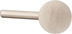 Value Collection - 1" Diam, 1/4" Shank Diam, Ball Shaped Mounted Bob - Medium Density, 1" Head Length, 2" Shank Length, Wool Felt - Top Tool & Supply