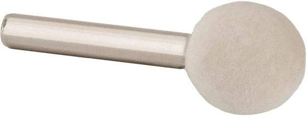 Value Collection - 3/4" Diam, 1/4" Shank Diam, Ball Shaped Mounted Bob - Hard Density, 3/4" Head Length, 2" Shank Length, Wool Felt - Top Tool & Supply