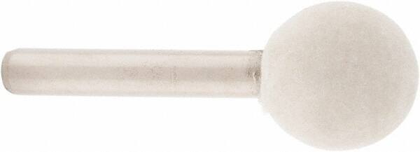 Value Collection - 3/4" Diam, 1/4" Shank Diam, Ball Shaped Mounted Bob - Rock Hard Density, 3/4" Head Length, 2" Shank Length, Wool Felt - Top Tool & Supply