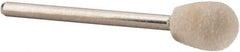 Value Collection - 3/8" Diam, 1/8" Shank Diam, Oval Shaped Mounted Bob - Medium Density, 1/2" Head Length, 2" Shank Length, Wool Felt - Top Tool & Supply