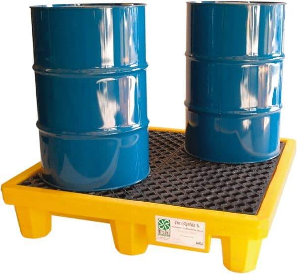 UltraTech - 66 Gal Sump, 6,000 Lb Capacity, 4 Drum, Polyethylene Spill Deck or Pallet - 53" Long x 53" Wide x 12" High, Liftable Fork, Drain Included, 2 x 4 Drum Configuration - Top Tool & Supply