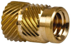 E-Z LOK - 5/16" Drill, 1/4 20 UNC, 0.341" Diam, Brass Headed Heat Installed Threaded Insert - 0.315" Hole, 0.341" OAL x 0.053" High, 3/8" Head Diam - Top Tool & Supply