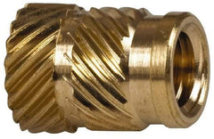 E-Z LOK - 1/4" Drill, 10 32 UNF, 0.278" Diam, Brass Unheaded Heat Installed Threaded Insert - 1/4" Hole, 3/8" OAL - Top Tool & Supply