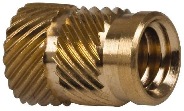 E-Z LOK - 5/16" Drill, 1/4 20 UNC, 0.341" Diam, Brass Unheaded Heat Installed Threaded Insert - 0.315" Hole, 1/2" OAL - Top Tool & Supply