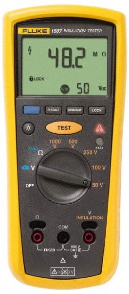 Fluke - Backlight Display, 10,000 Megohm Electrical Insulation Resistance Tester & Megohmmeter - 1,000 VDC Max Test Voltage, Powered by AA Battery - Top Tool & Supply