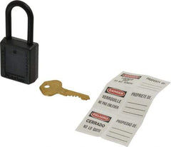 Master Lock - Keyed Alike Nonconductive Lockout Padlock - 1-1/2" Shackle Clearance, 1/4" Shackle Diam, 1-3/4" Body Height x 1-1/2" Body Width, Black, 6 Pins - Top Tool & Supply