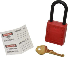 Master Lock - Keyed Alike Nonconductive Lockout Padlock - 1-1/2" Shackle Clearance, 1/4" Shackle Diam, 1-3/4" Body Height x 1-1/2" Body Width, Red, 6 Pins - Top Tool & Supply