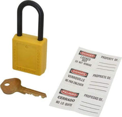 Master Lock - Keyed Alike Nonconductive Lockout Padlock - 1-1/2" Shackle Clearance, 1/4" Shackle Diam, 1-3/4" Body Height x 1-1/2" Body Width, Yellow, 6 Pins - Top Tool & Supply