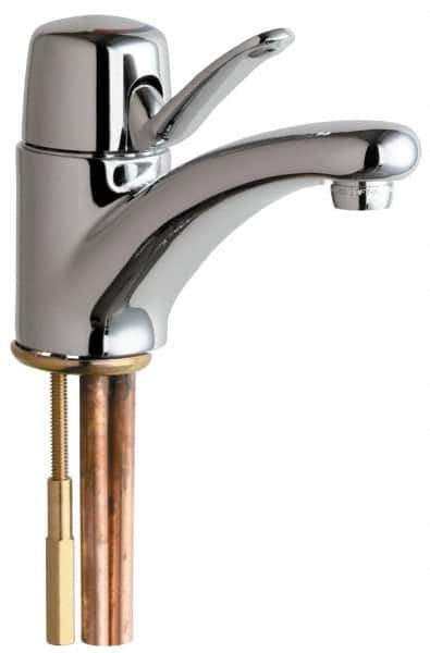 Chicago Faucets - Single Handle, Deck Mounted, Single Hole Bathroom Faucet - Ceramic Mixing Cartridge, No Drain, Integral Spout - Top Tool & Supply