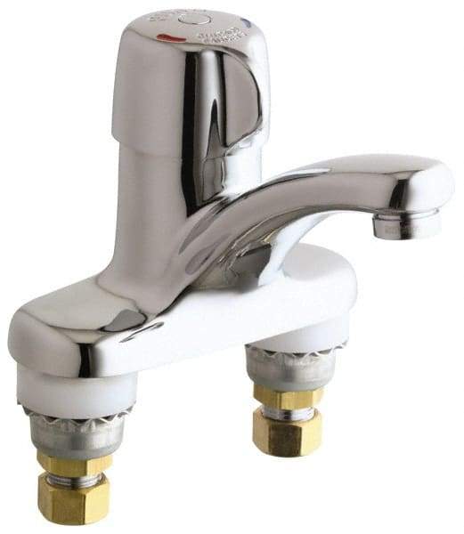 Chicago Faucets - Round Handle, Deck Mounted Bathroom Faucet - One Handle, No Drain, Standard Spout - Top Tool & Supply