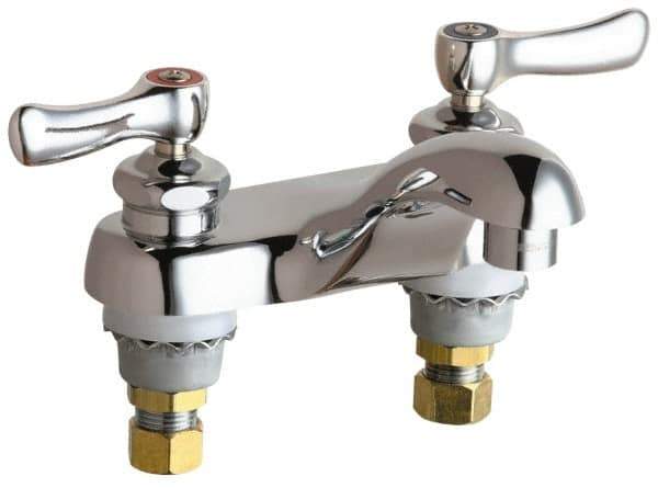 Chicago Faucets - Lever Handle, Deck Mounted, Vandal Resistant Bathroom Faucet - Two Handle, No Drain, Standard Spout - Top Tool & Supply