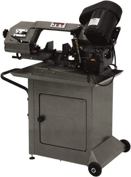 Jet - 5 x 6" Max Capacity, Manual Step Pulley Horizontal Bandsaw - 80, 120 & 200 SFPM Blade Speed, 115/230 Volts, 45 & 60°, 1 Phase - Top Tool & Supply