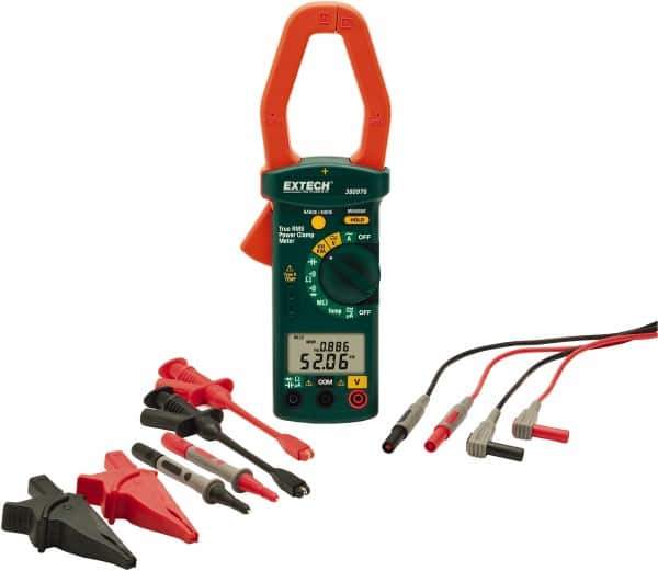 Extech - 4 Piece, Clamp Meter Test Kit - 600 Volt Max, LCD Display - Top Tool & Supply